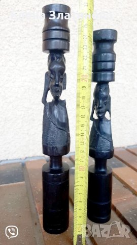 Комплект свещници абаносово дърво , снимка 2 - Статуетки - 42402667