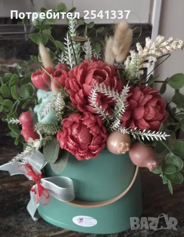 Сапунени цветя в керамична чанта, снимка 1