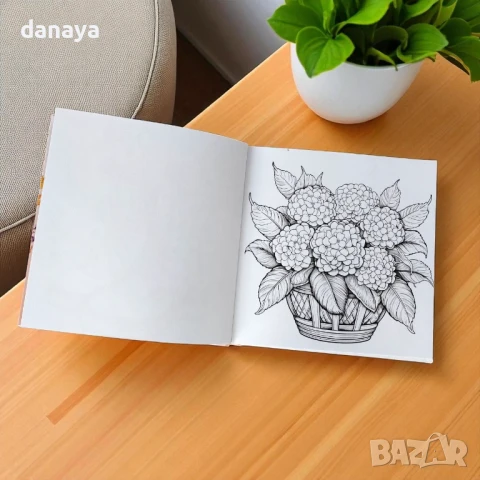 6008 Луксозна книжка за оцветяване Flora Coloring Book, твърди корици, 21 илюстрации, снимка 4 - Ученически пособия, канцеларски материали - 51082689
