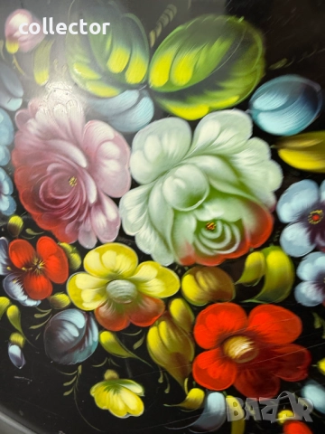 Голям рисуван метален поднос. №7489, снимка 3 - Антикварни и старинни предмети - 52050462