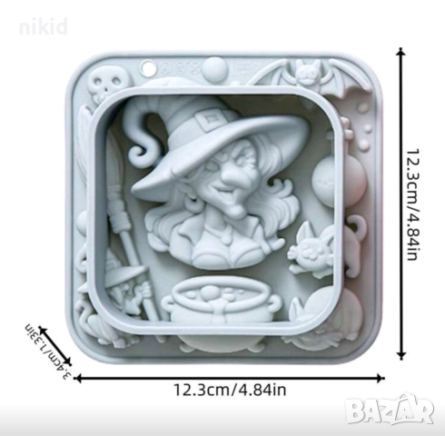 Голяма Баба Яга Вещица Хелоуин Halloween дълбок силиконов молд форма смола фондан гипс  , снимка 2 - Форми - 51853037