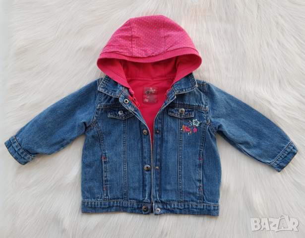  Детско дънково яке с подплата суичър 2в1 размер 9-12 месеца, снимка 16 - Бебешки якета и елеци - 44923103