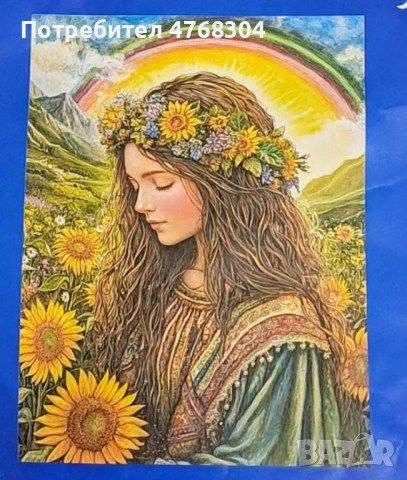 Гоблен комплект – момиче със слънчогледи – 30×40