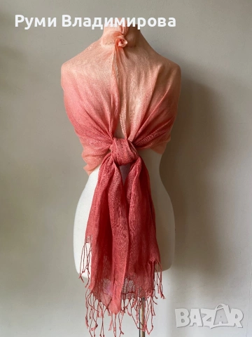 Оранжев шал от кашмир/ различни видове, снимка 10 - Шалове - 47002157