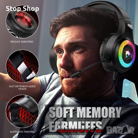 Геймърски слушалки Xbox One Слушалки със стерео съраунд звук, PS4 Геймърски слушалки с микрофон и LE, снимка 4 - Слушалки и портативни колонки - 40252023