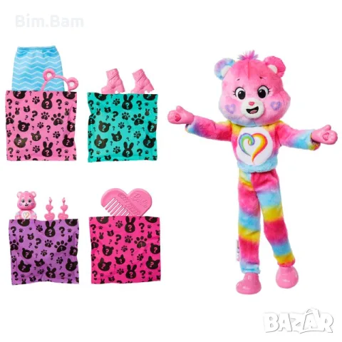 Кукла  Barbie Cutie Reveal Care Bears - Мече - 10 изненади / Mattel - 2 модела, снимка 4 - Кукли - 56168302