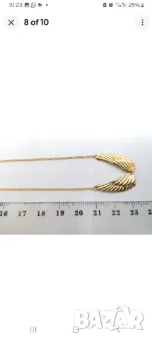 Нов медальон ангелски крила 925 сребро и 18 к златно покритие, снимка 8 - Колиета, медальони, синджири - 48290767