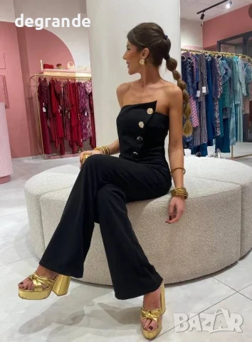 Елегантен дамски гащеризон наличен в бяло и черно 