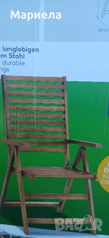 Висок сгъваем Стол от акациева дървесина, снимка 2 - Столове - 51389145