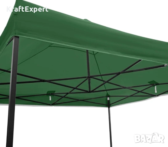 Зелена Сгъваема Градинска Шатра 3×3м тип Хармоника – стабилна, водоустойчива и лесна за разпъване, снимка 5 - Градински мебели, декорация  - 50483831