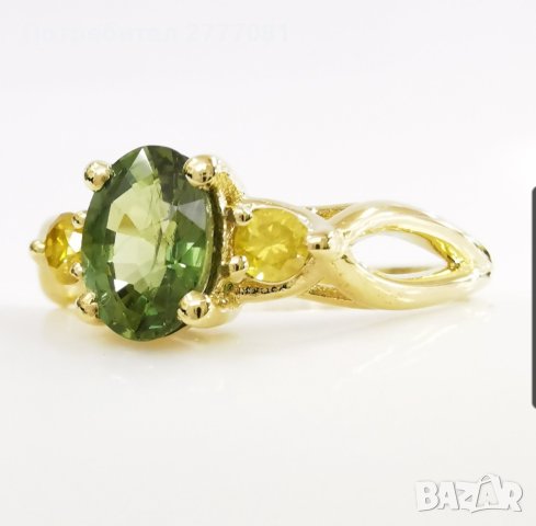 Дизайнерски женски златен пръстен със сапфир и диаманти, снимка 5 - Пръстени - 40543020