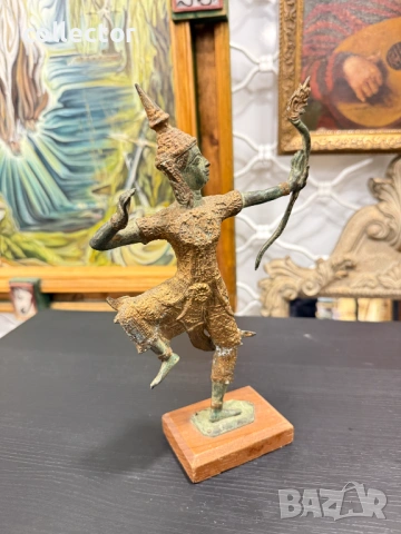 Бронзова тайландска фигура на принц Рама. №7992, снимка 9 - Антикварни и старинни предмети - 53944129