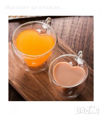 ДВУСТЕННА СТЪКЛЕНА ЧАША ЗА ЕСПРЕСО ВЪВ ФОРМАТА НА СЪРЦЕ, С ДВОЙНО ДЪНО - код 2964, снимка 3 - Чаши - 34142195