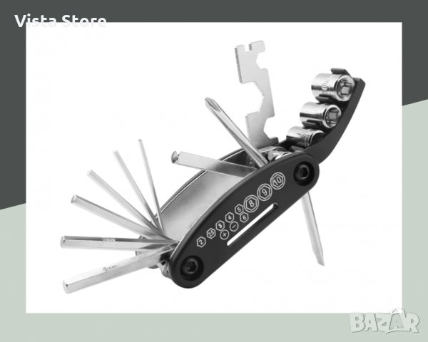 Мултифункционален джобен инструмент за ремонт на велосипед (16 в 1), снимка 2 - Части за велосипеди - 33839077