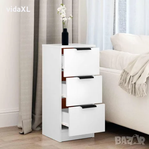 vidaXL Сайдборд, бял, 30x30x70 см, инженерно дърво, снимка 3 - Бюфети - 56148040