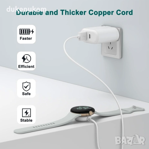 Зарядно за Google Pixel Watch 2 – USB док станция 1м, снимка 4 - Смарт гривни - 53129663