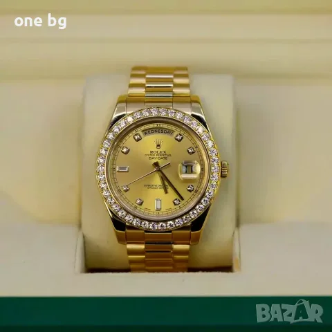 Rolex Day Date President Gold Champagne Diamond Bezel, снимка 3 - Луксозни - 55973486