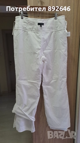 Бял ленен панталон размер М/L, снимка 4 - Панталони - 51864655