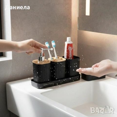 Комплект аксесоари за баня 5 части с табла Cheffinger , снимка 4 - Други стоки за дома - 53166503