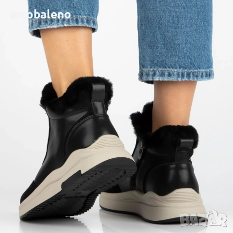 Дамски черни боти на платформа от естествена кожа с кожена облицовка Dorie , снимка 6 - Дамски боти - 52597501