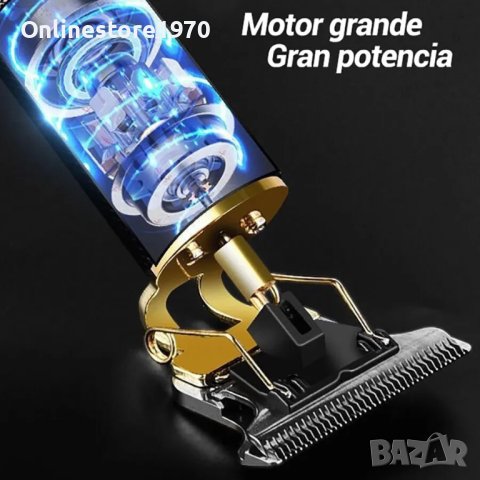 Електрически тример за бръснене Т9 KLG Skeleton, дисплей, 3 приставки, златист, снимка 3 - Тримери - 42155027