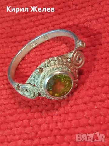 СТАР СКЪПЕЦЕНЕН СРЕБЪРЕН ПРЪСТЕН СРЕБРО 925 с РЪЧНО ФАСЕТИРАН НАТУРАЛЕН ПЕРИДОТ с ИНКЛУЗИИ 48621, снимка 16 - Антикварни и старинни предмети - 50136172