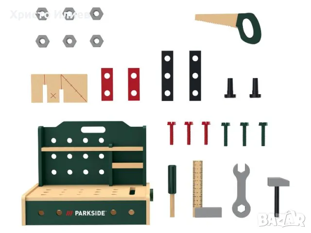 Дървена Работна маса за деца Parkside Дървена работилница Парксайд, снимка 3 - Образователни игри - 49677136