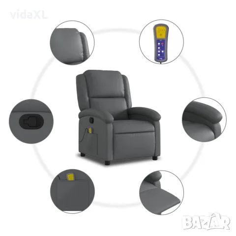 vidaXL Масажен наклоняем стол, сив, изкуствена кожа, снимка 8 - Дивани и мека мебел - 56147450