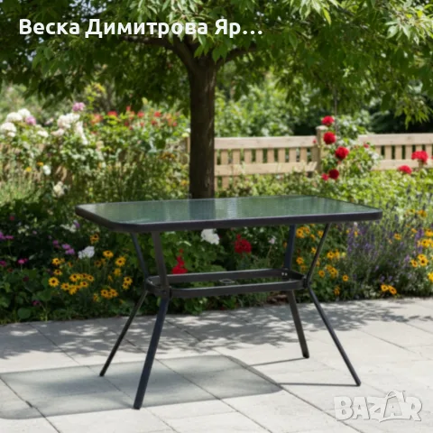 Елегантна правоъгълна маса – стъклен плот, модерен и устойчив дизайн, снимка 6 - Маси - 56060024