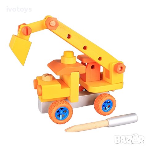 Детски дървен конструктор Багер, снимка 1 - Конструктори - 40275015