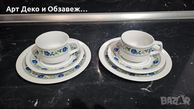 Троен сет порцелан  комбиниран, снимка 3 - Чаши - 56510654