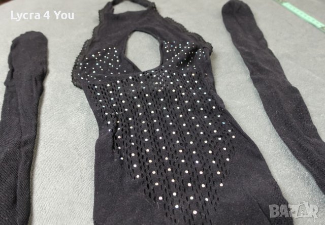Ann Summers M/L черно мрежесто целокупно боди с камъчета, снимка 1