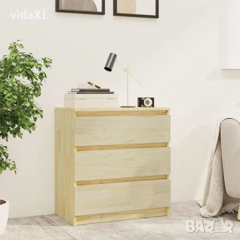 vidaXL Нощно шкафче, 60x36x64 см, бор масив, снимка 2 - Шкафове - 56147775