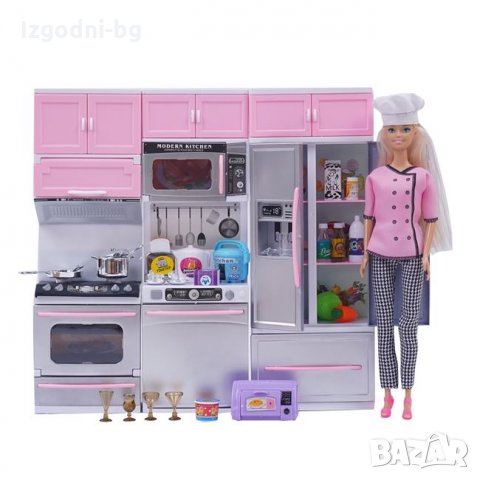 Кукла Барби готвач с  обзаведена кухня, снимка 3 - Кукли - 35362619