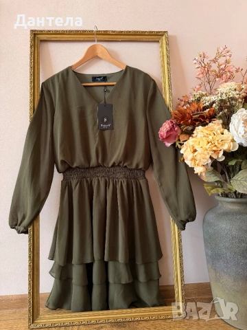 Ефирна рокля Sisters Point в маслиненозелено – шик и стил, снимка 11 - Рокли - 54229342