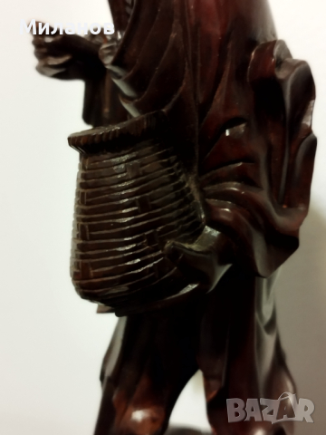 Стара китайска дървена фигурка, снимка 7 - Антикварни и старинни предмети - 44611224