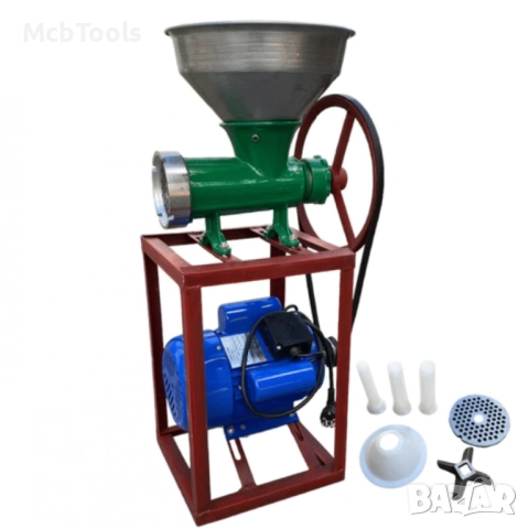 Чугунена месомелачка 32-ри номер с електромотор, стойка и метална фуния