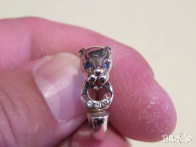  стар сребърен пръстен с животинче и камъни - красота за твоята ръка, снимка 4 - Пръстени - 36844356