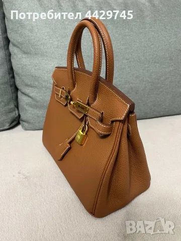 Кафява чанта Hermes Birkin 25 gold on gold, снимка 7 - Чанти - 56261275