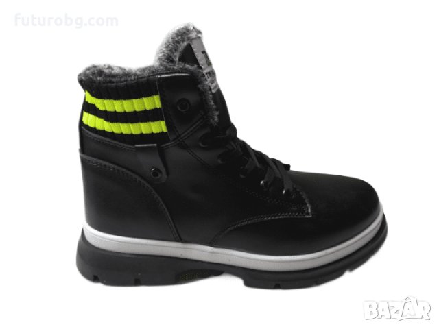 Дамски водоустоичиви черни боти със зелен акцент, снимка 4 - Дамски боти - 39035254