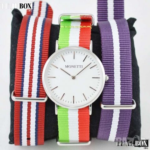 MONETTI Timeless Wristwatch with Three NATO Bracelets.Унисекс часовник, снимка 1