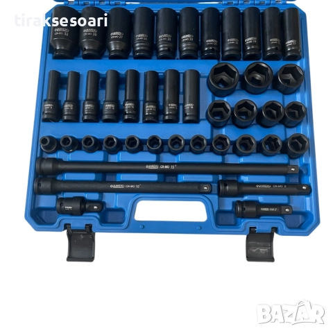 Професионален комплект ударни вложки HAWEK HW-2053 – 43 части, 1/2", Cr-Mo, къси и дълбоки, снимка 3 - Други инструменти - 52459539