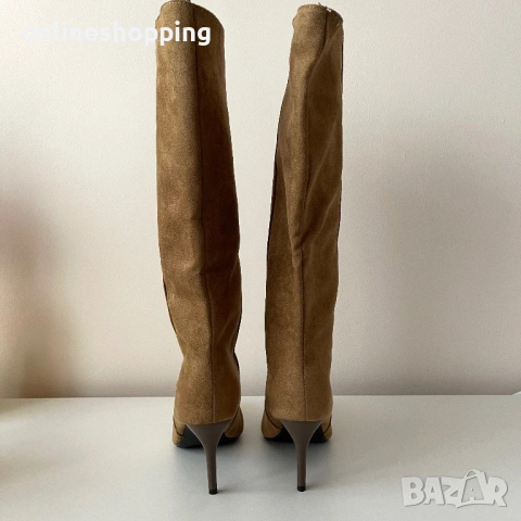 **НОВИ** стилни дамски ботуши на висок ток в кафяв цвят, 38 размер, снимка 4 - Дамски ботуши - 53025147
