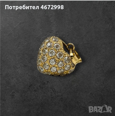 18K Златна висулка "Сърце" със две страни едната бяло злато другата жълто злато, снимка 2 - Колиета, медальони, синджири - 53266252