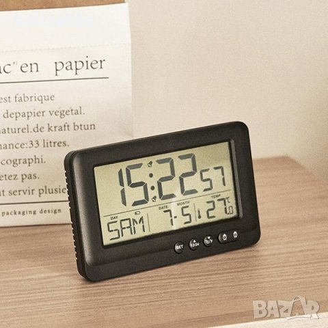 Електронен настолен часовник дигитален с осветление температура аларма, снимка 4 - Други - 42188699