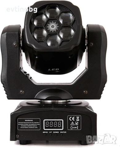 Преносими LED сценични светлини с движеща се глава и управление (6x12W + лазер), снимка 6 - Прожектори - 54064756
