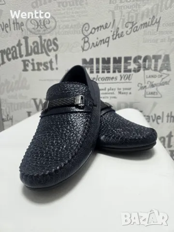 Мъжки мокасини - тъмносини, снимка 3 - Мокасини - 48858608