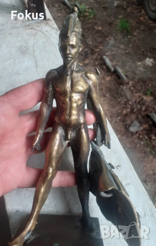 Страхотна бронзова пластика на воин фигура статуетка бронз, снимка 4 - Антикварни и старинни предмети - 53329743