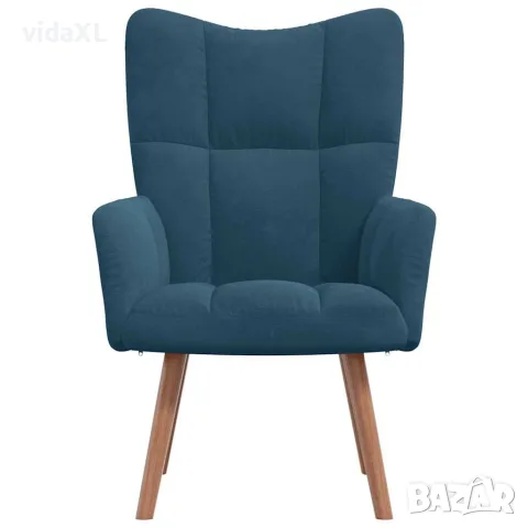 vidaXL Релакс стол, син, кадифе, снимка 3 - Дивани и мека мебел - 56146837