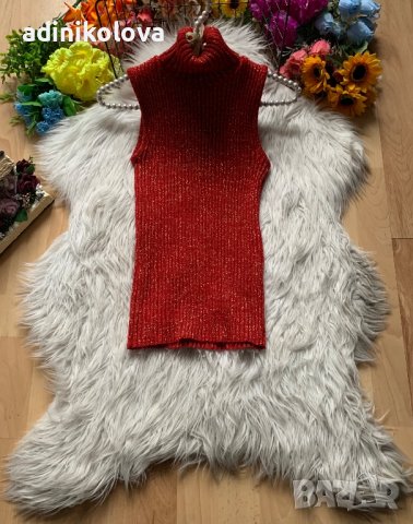 Червено лъскаво поло, снимка 1 - Блузи с дълъг ръкав и пуловери - 39460031